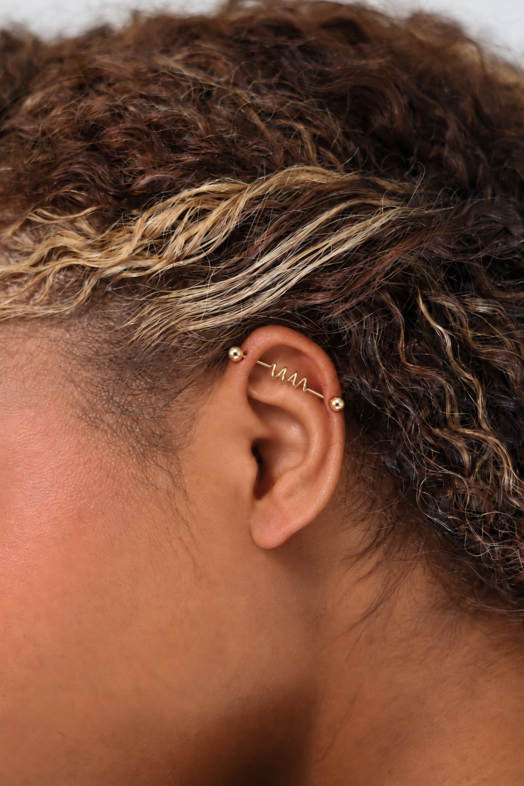 "Spiral Twist" Industrial Earring - 14k Gold