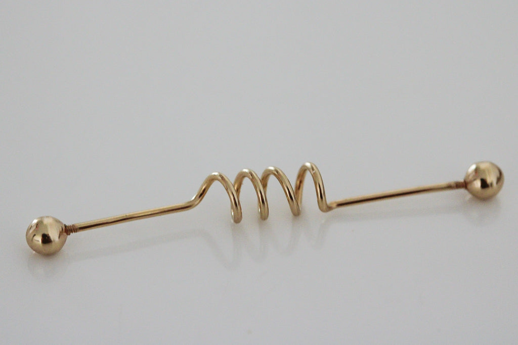 "Spiral Twist" Industrial Earring - 14k Gold