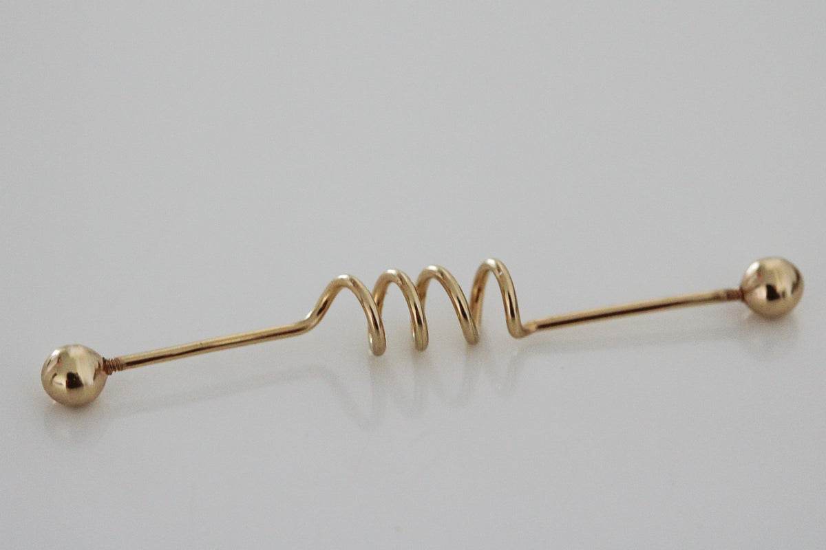 "Spiral Twist" Industrial Earring - 14k Gold