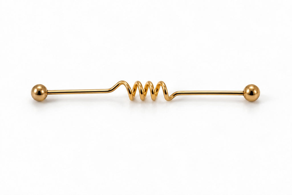 "Spiral Twist" Industrial Earring - 14k Gold