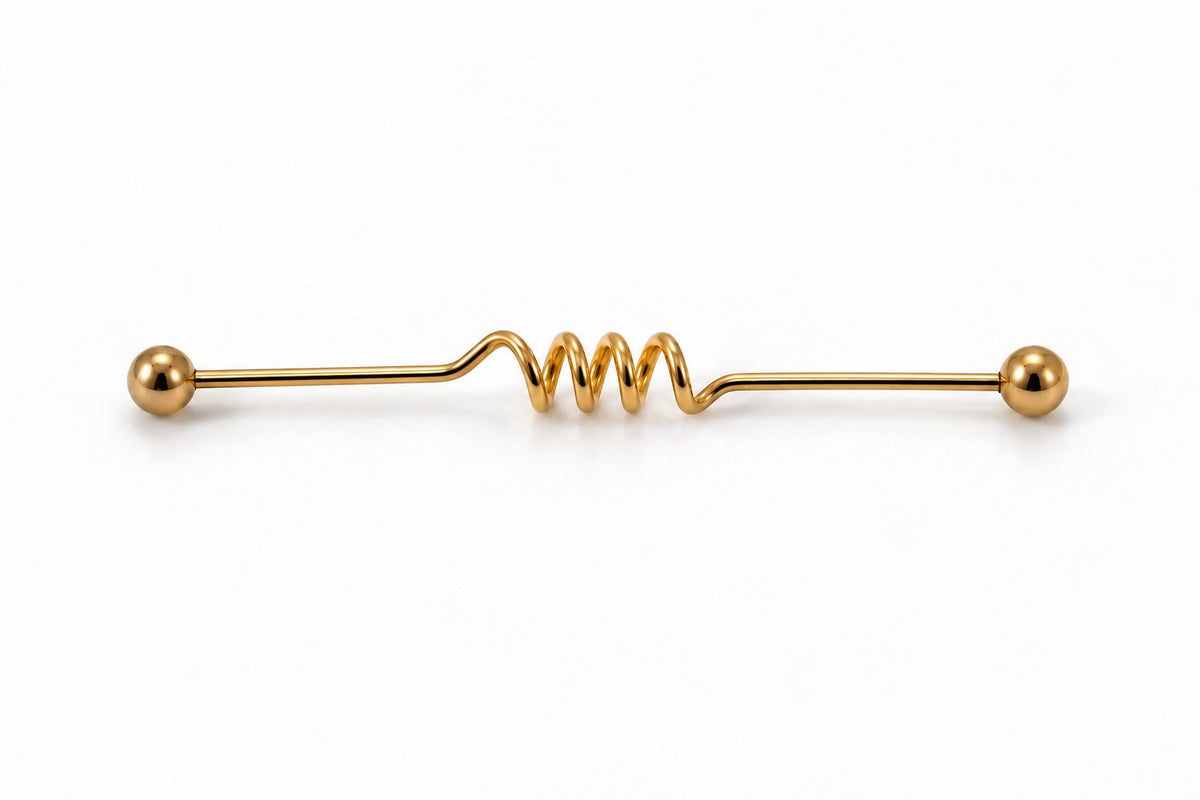 "Spiral Twist" Industrial Earring - 14k Gold