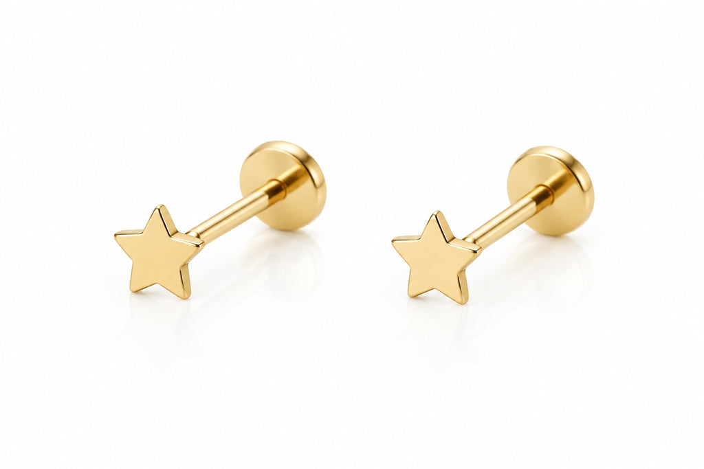 "Shooting Star" Piercing Stud - 14k Gold