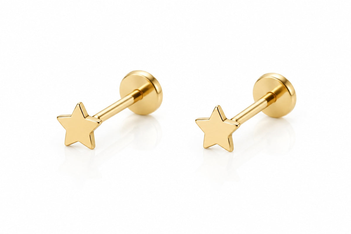 "Shooting Star" Piercing Stud - 14k Gold