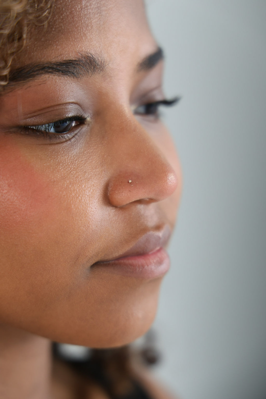 "CZ Nose Bone" Stud - 14k Yellow Gold