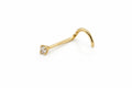"L-Curve CZ" Nose Ring - 14k Yellow Gold