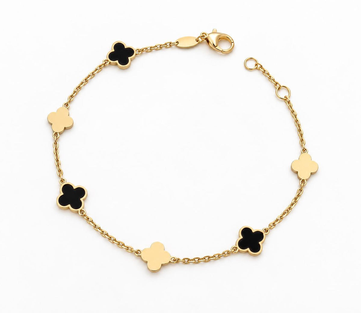 "Black Clover Enamel" Bracelet - 14k Gold