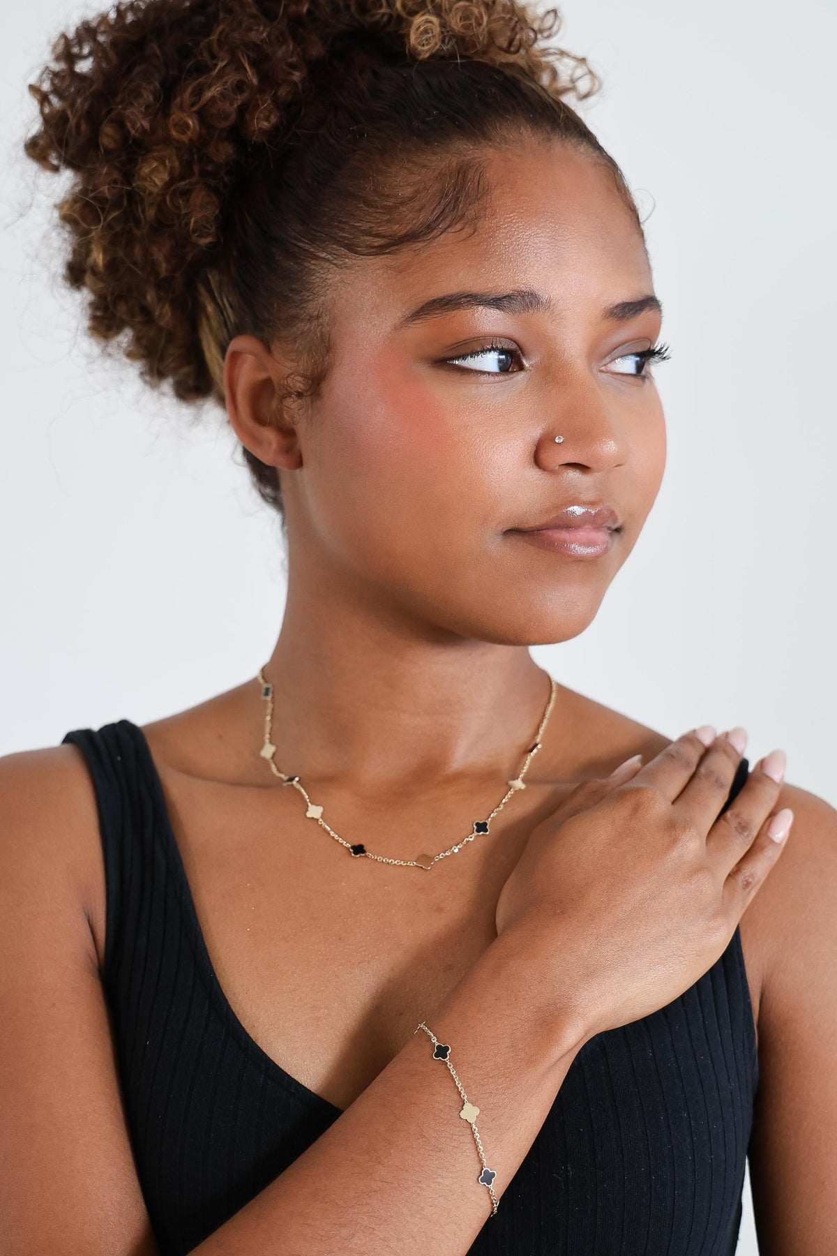 "Black Clover Enamel" Bracelet - 14k Gold