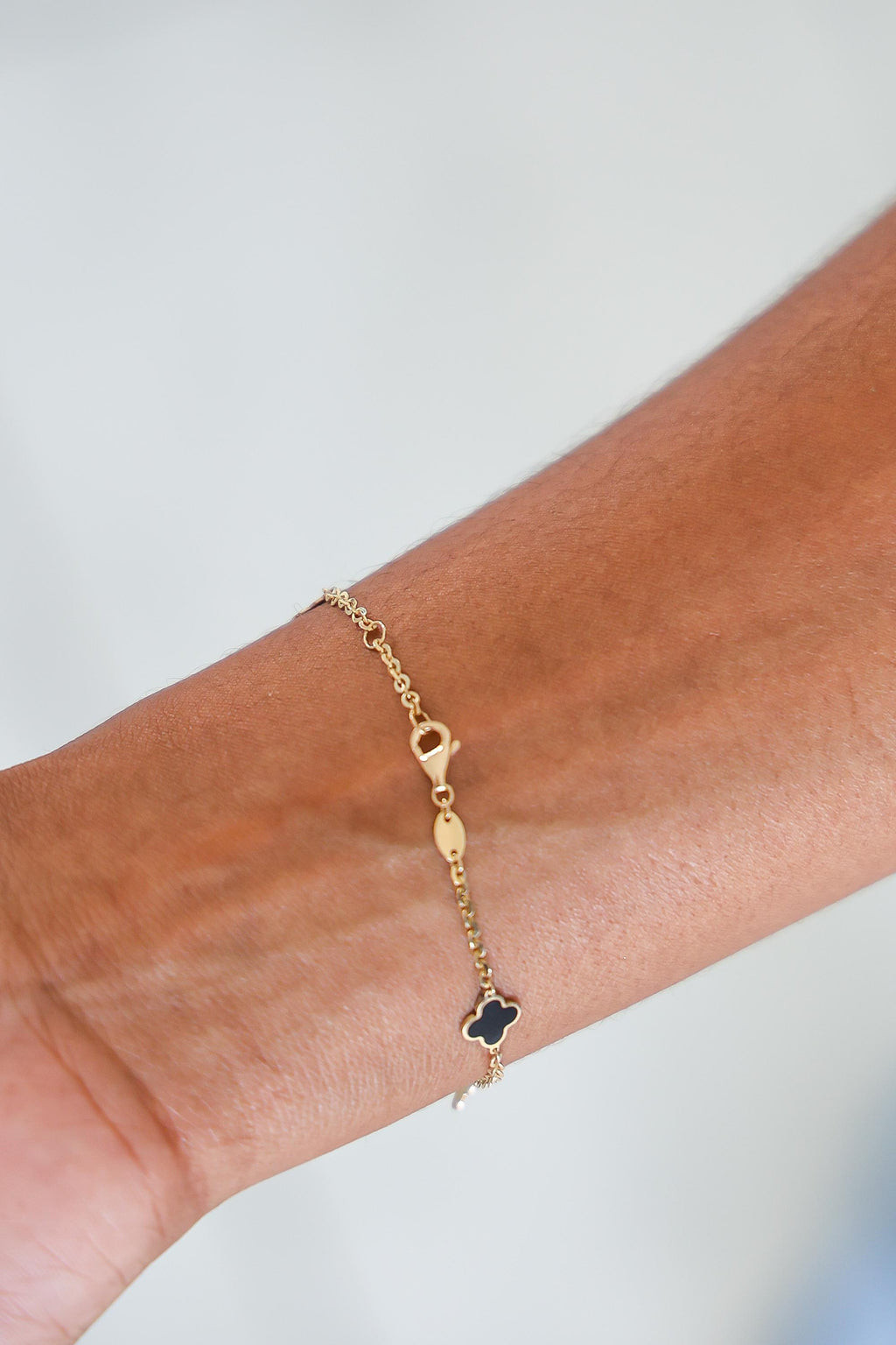 "Black Clover Enamel" Bracelet - 14k Gold