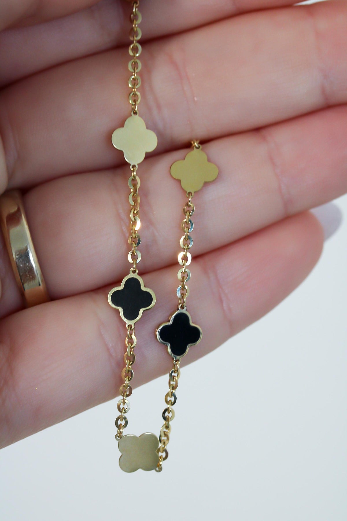 "Black Clover Enamel" Bracelet - 14k Gold