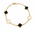"Black Clover Enamel" Bracelet - 14k Yellow Gold