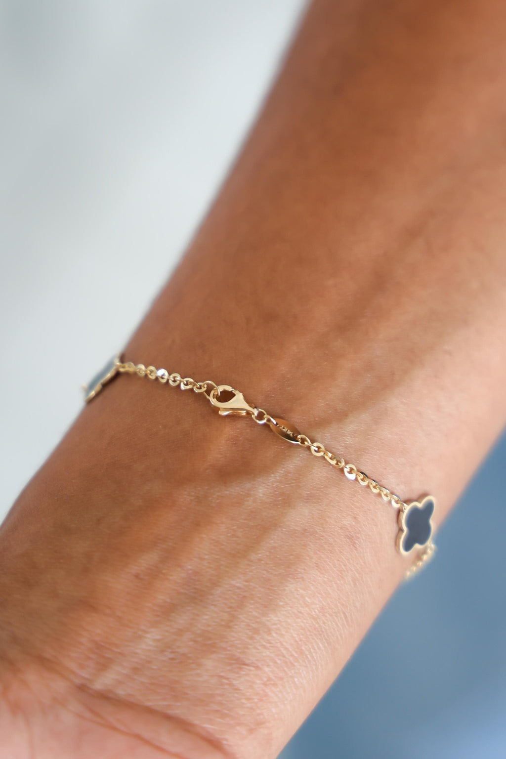 "Black Clover Enamel" Bracelet - 14k Yellow Gold