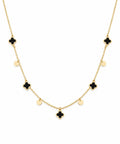 "Black Clover Dangle" Necklace - 14k Solid Gold