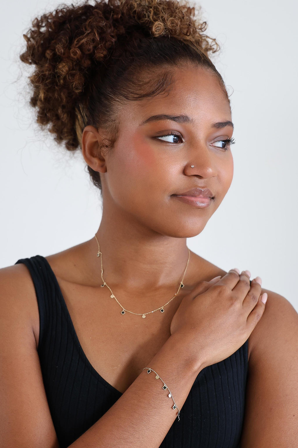 "Clover & Circle" Bracelet - 14k Yellow Gold