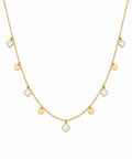 "White Clover Enamel" Necklace - 14k Yellow Gold