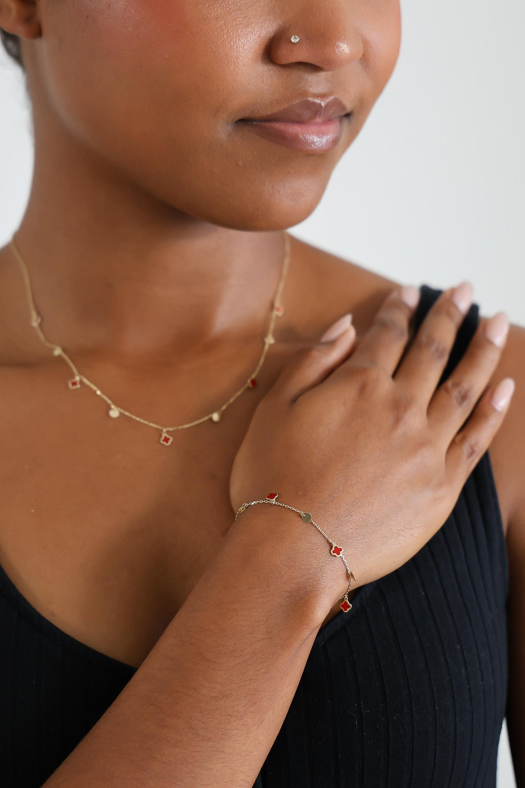 "Clover & Circle" Bracelet - 14k Gold