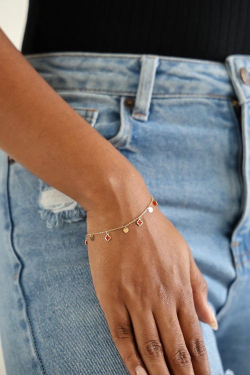 "Clover & Circle" Bracelet - 14k Gold