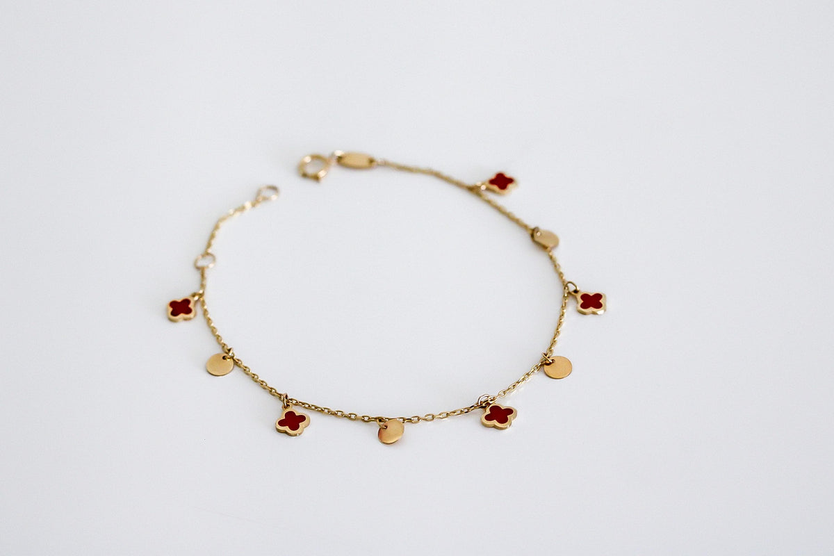 "Clover & Circle" Bracelet - 14k Gold