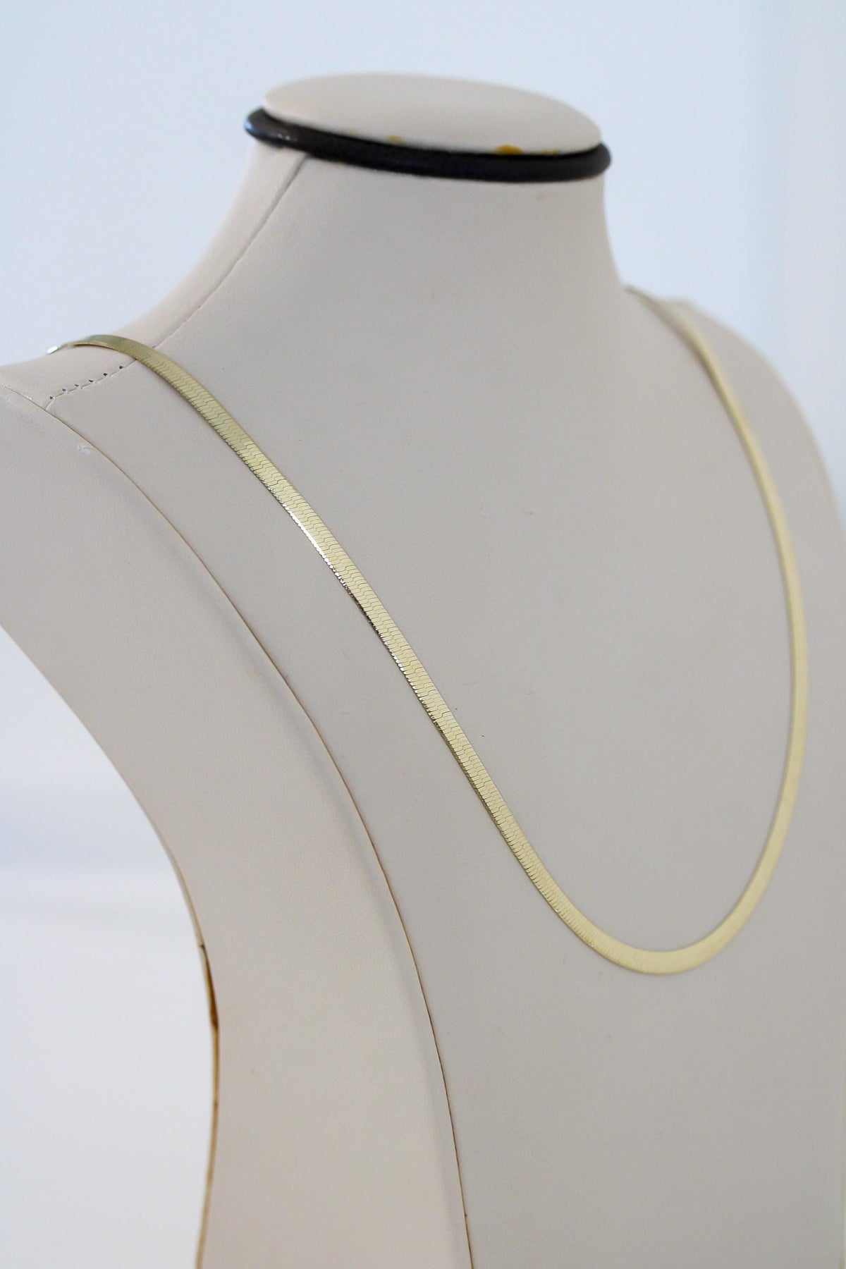 "Herringbone" Chain Necklace - 10k Yellow Gold