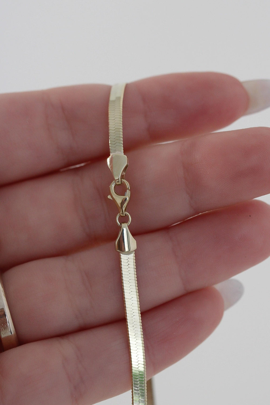 "Herringbone" Chain Necklace - 10k Yellow Gold