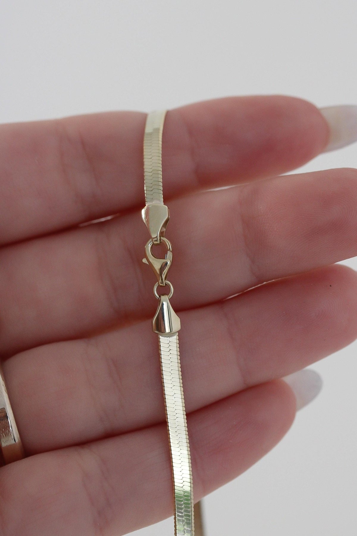 "Herringbone" Chain Necklace - 10k Yellow Gold