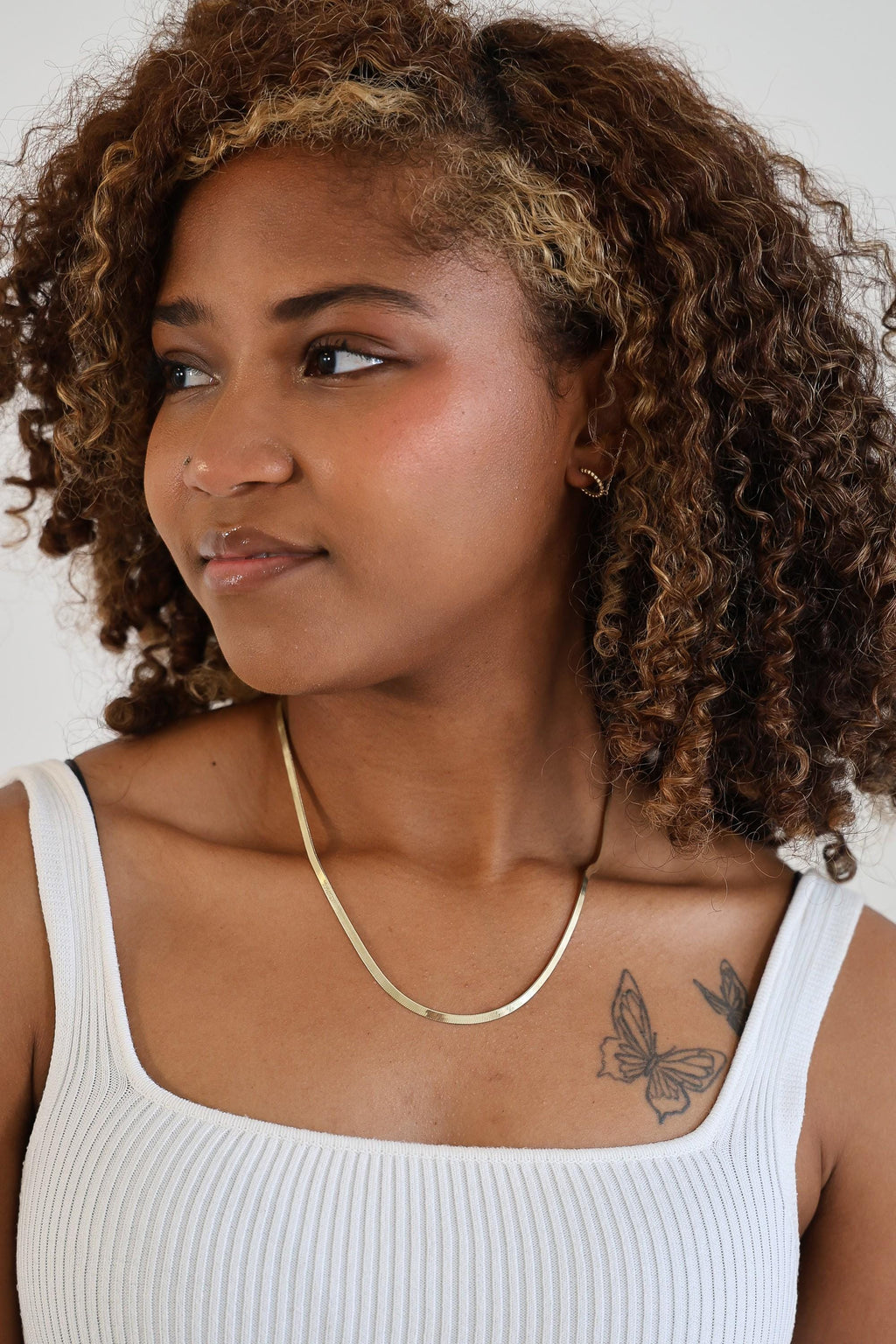 "Herringbone" Chain Necklace - 10k Yellow Gold