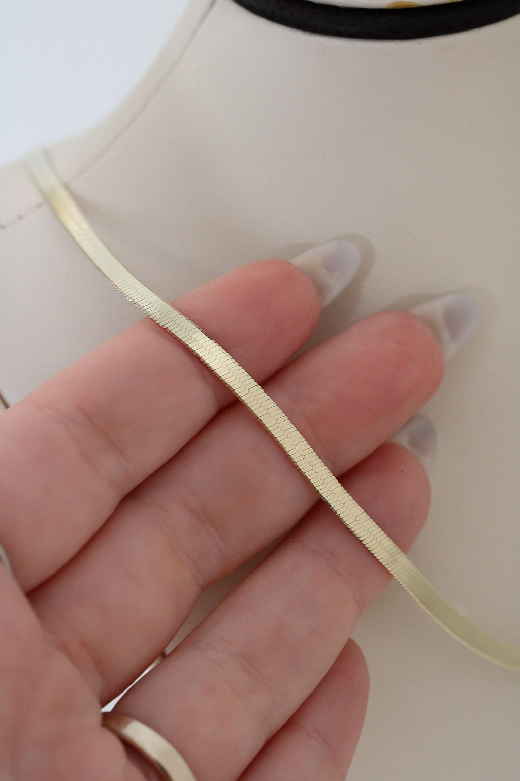 "Herringbone" Chain Necklace - 10k Yellow Gold