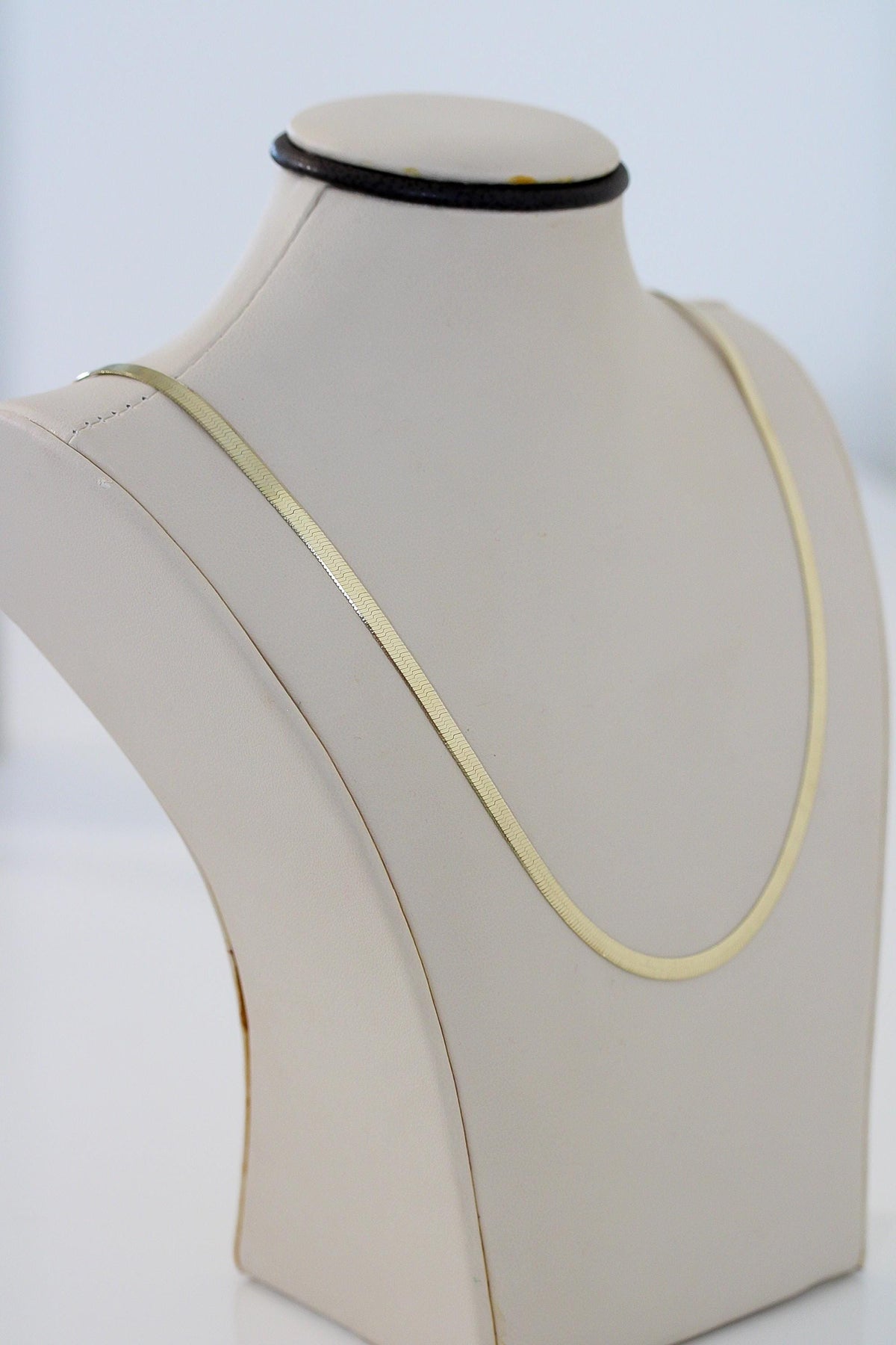 "Herringbone" Chain Necklace - 10k Yellow Gold