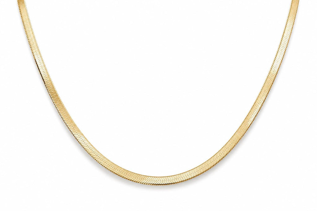 "Herringbone" Chain Necklace - 10k Yellow Gold