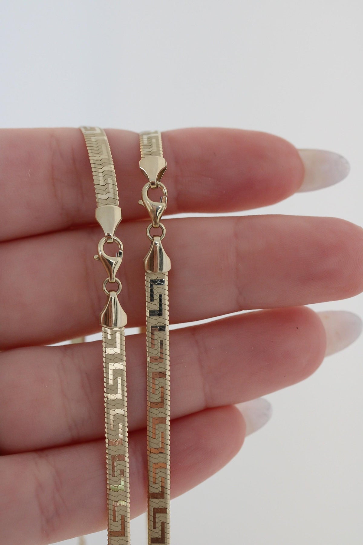 "Greek Herringbone" Chain Necklace - 10k Gold