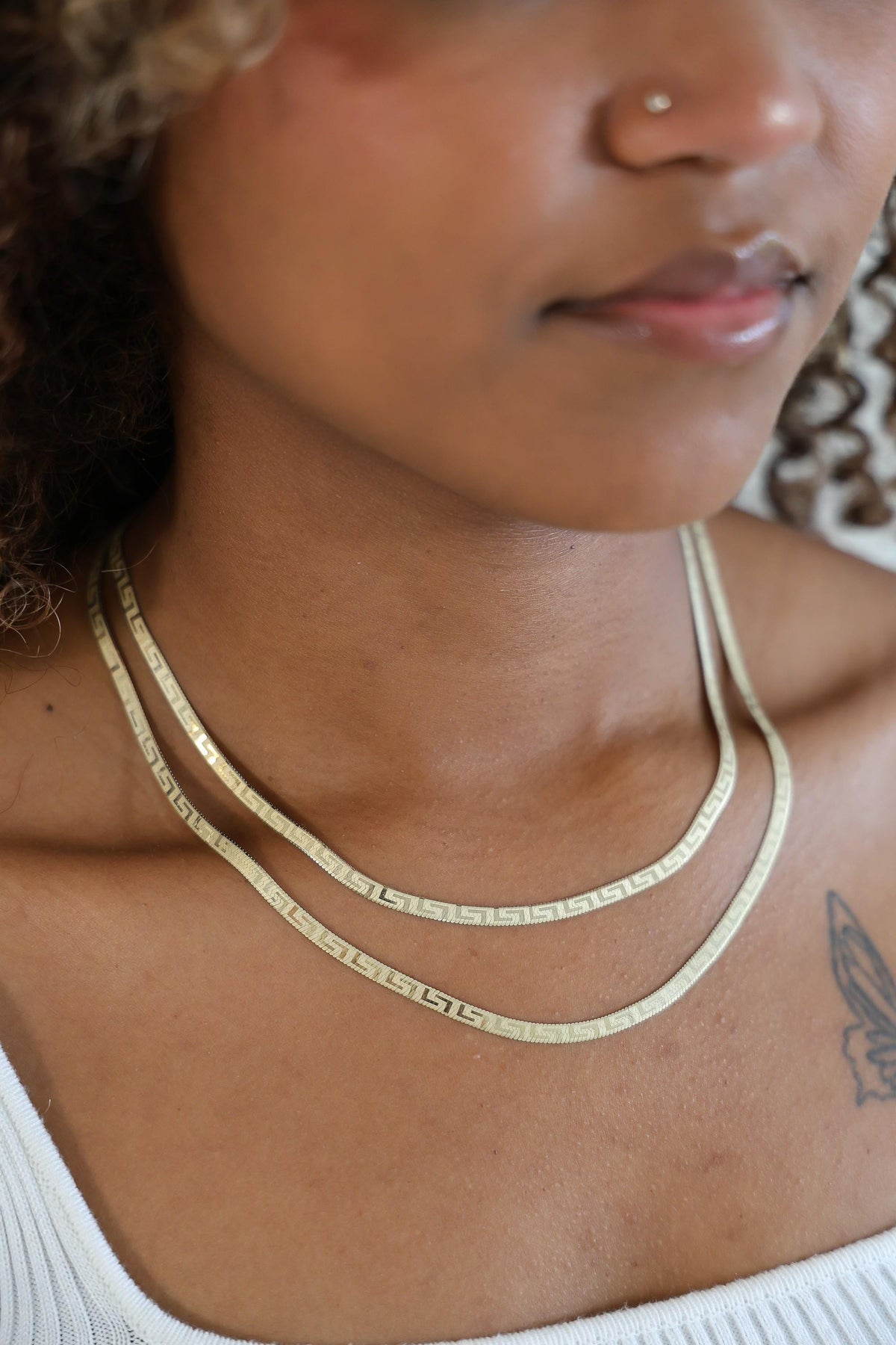 "Greek Herringbone" Chain Necklace - 10k Gold