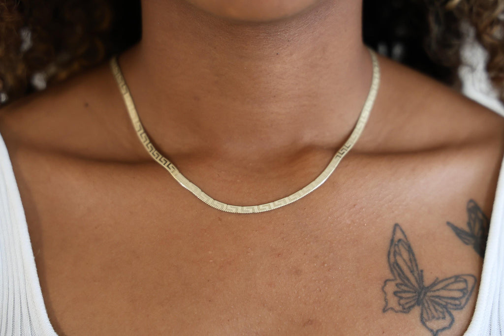 "Greek Herringbone" Chain Necklace - 10k Gold