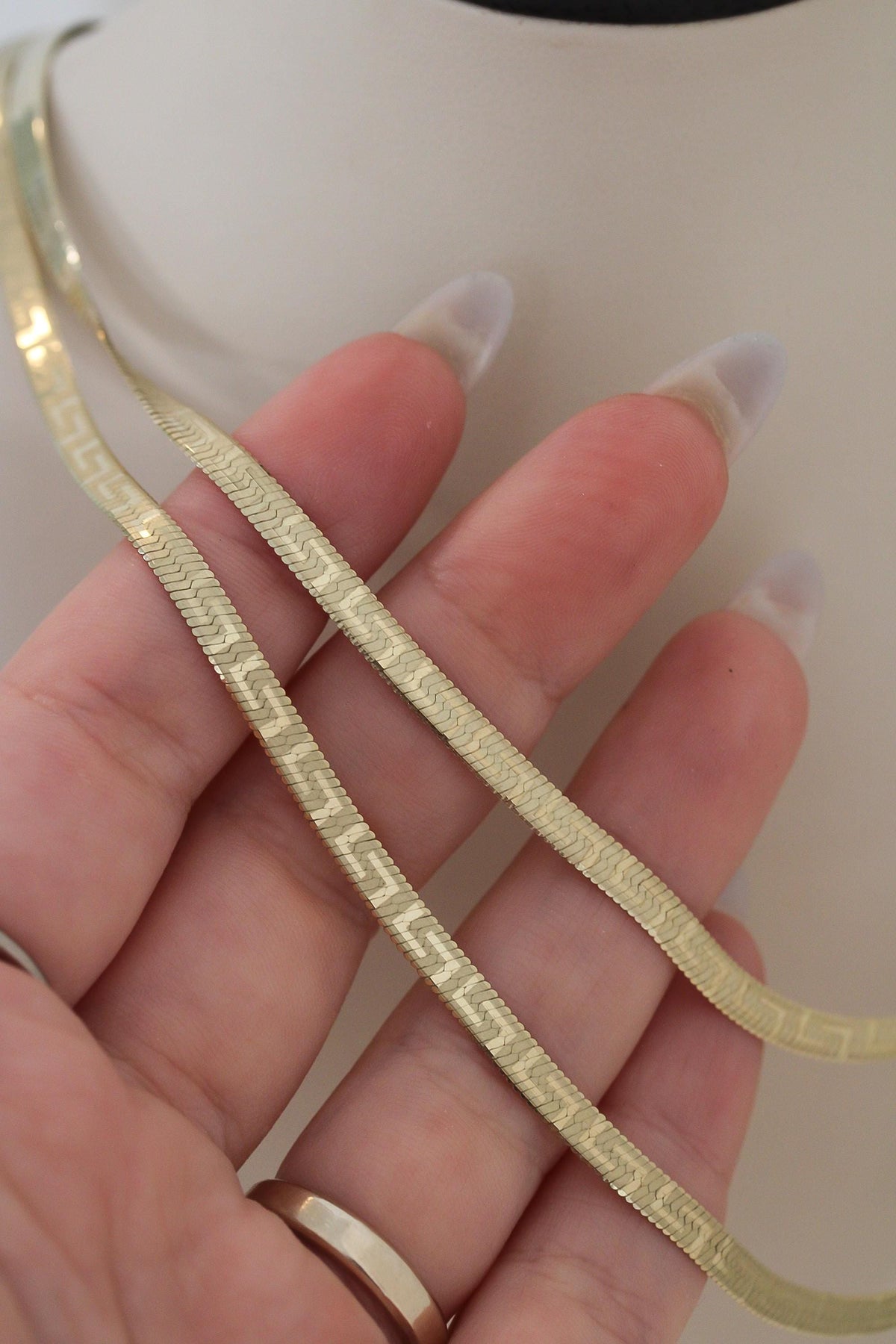 "Greek Herringbone" Chain Necklace - 10k Gold