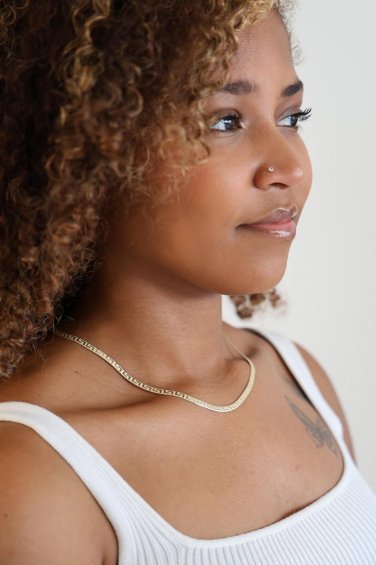 "Greek Herringbone" Chain Necklace - 10k Gold