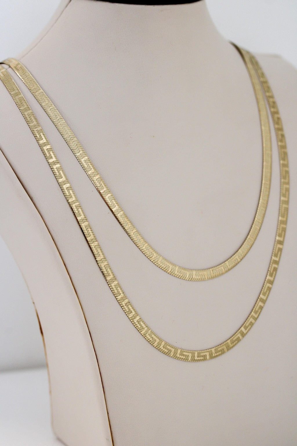 "Greek Herringbone" Chain Necklace - 10k Gold