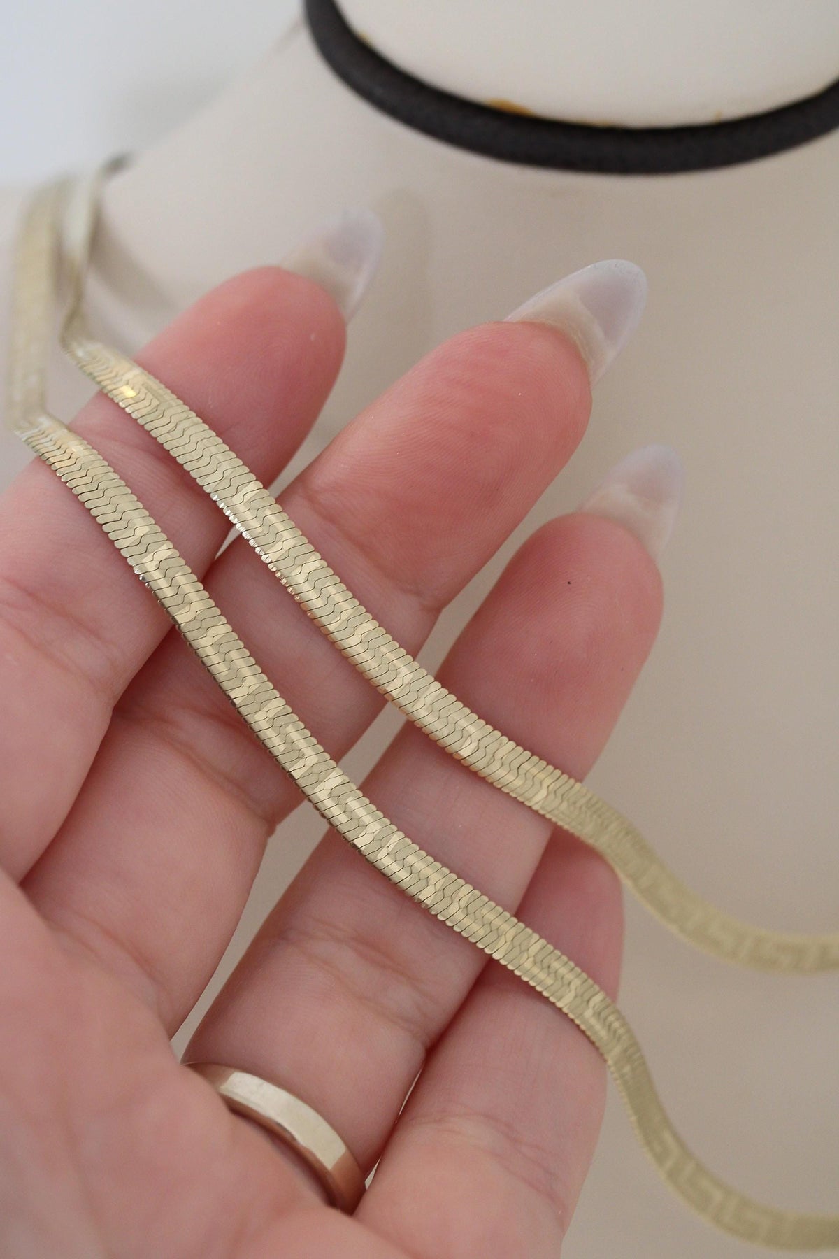 "Greek Herringbone" Chain Necklace - 10k Gold