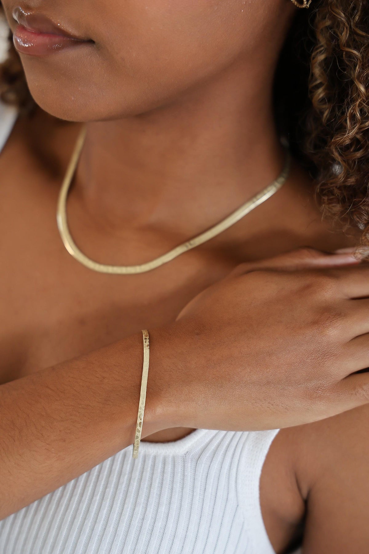"Cheetah Herringbone" Bracelet - 10k Gold