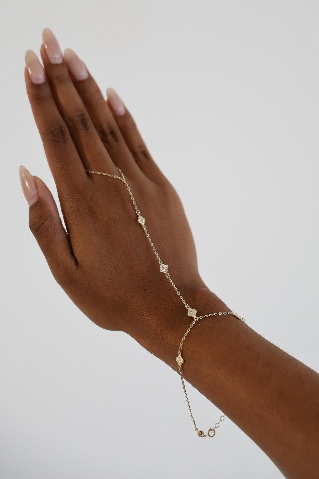 "Clover Flower" Hand Chain - 14k Yellow Gold