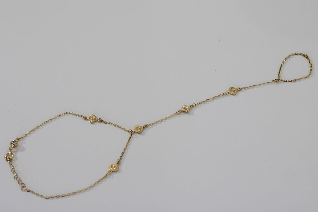 "Clover Flower" Hand Chain - 14k Yellow Gold