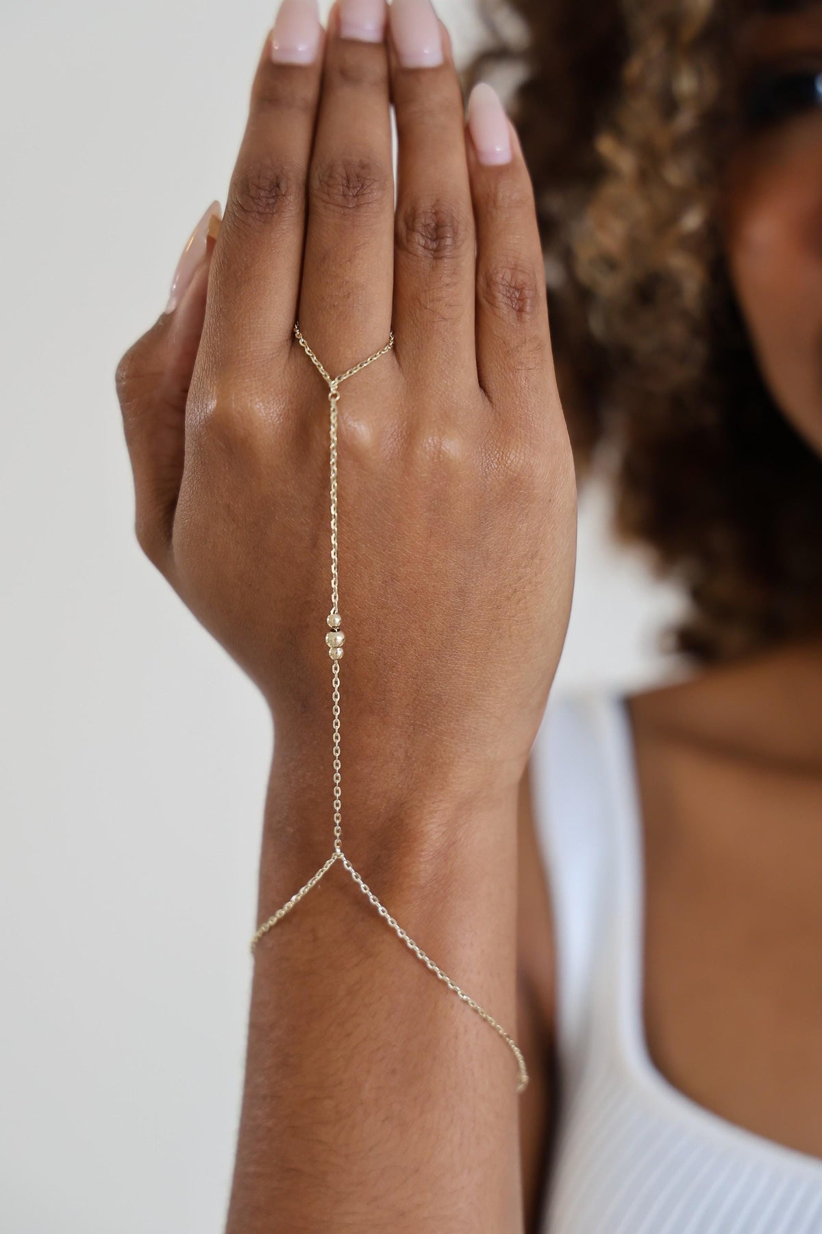 "Three Bead" Hand Chain - 14k Yellow Gold