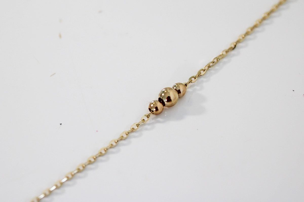 "Three Bead" Hand Chain - 14k Yellow Gold