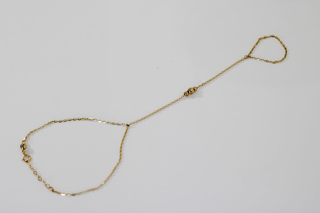 "Three Bead" Hand Chain - 14k Yellow Gold