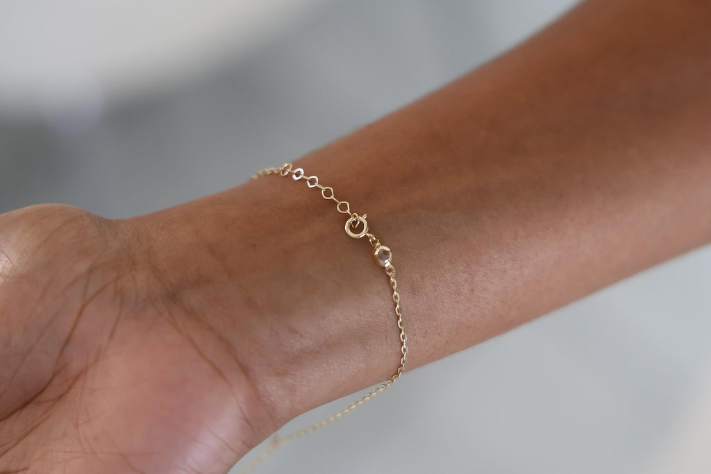 "Three Bead" Hand Chain - 14k Yellow Gold