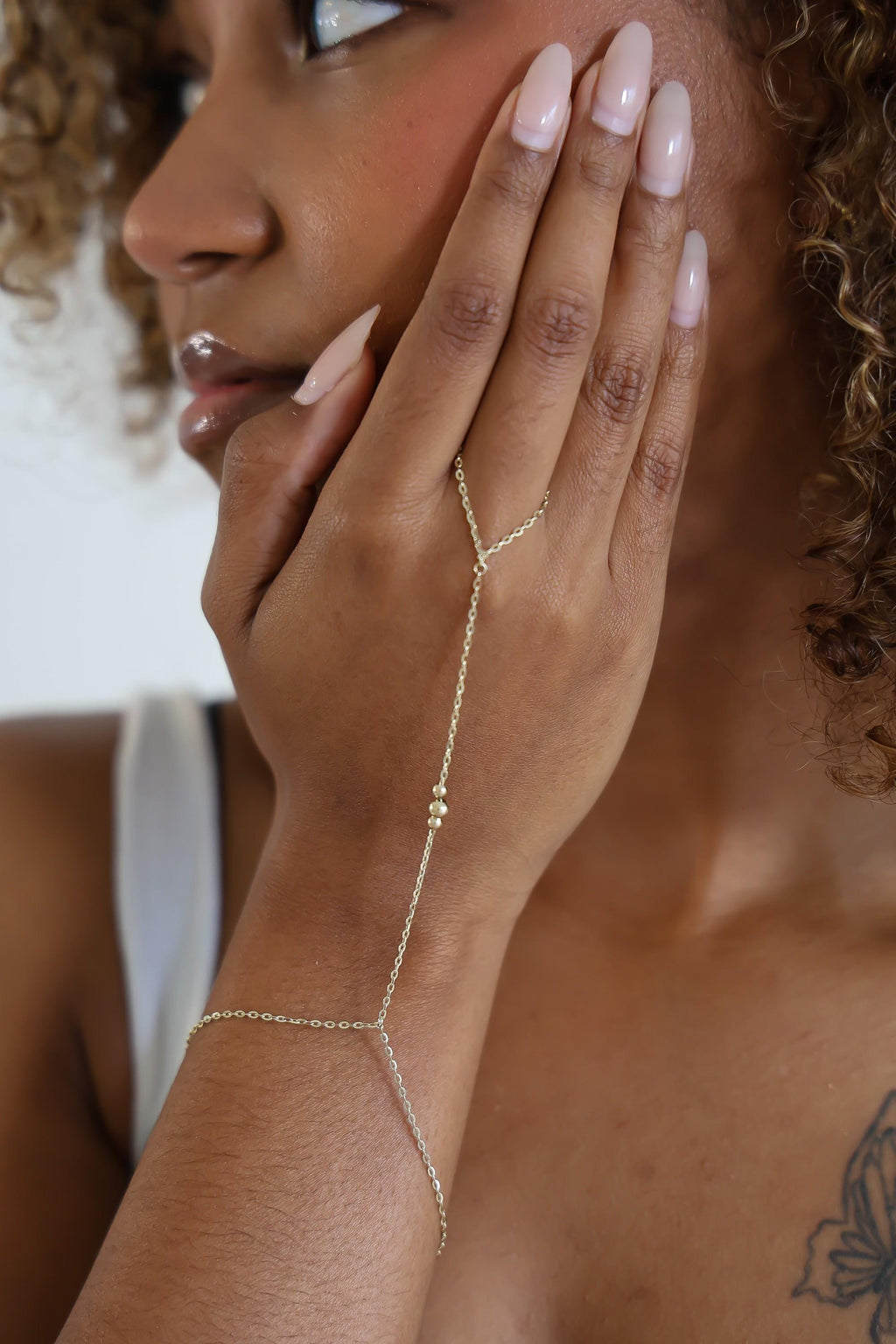 "Three Bead" Hand Chain - 14k Yellow Gold