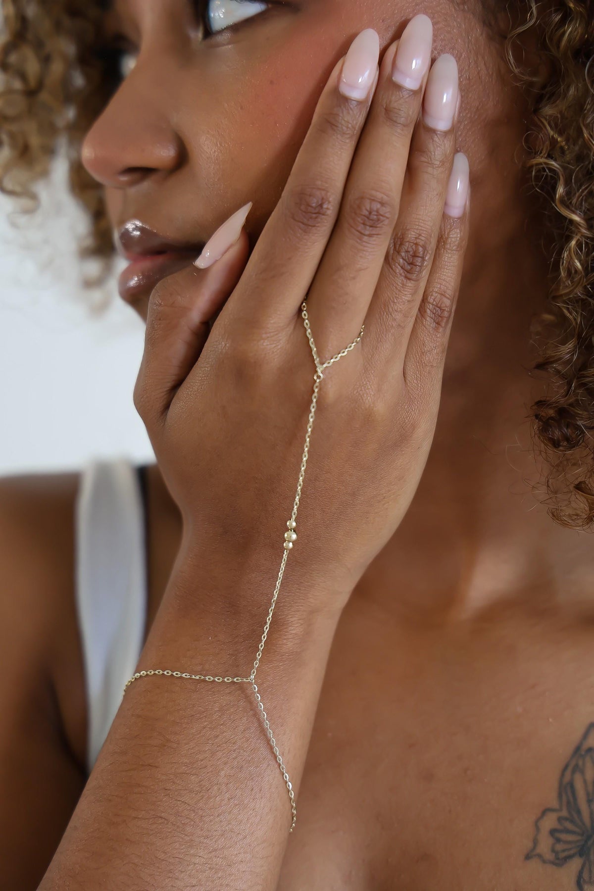 "Three Bead" Hand Chain - 14k Yellow Gold