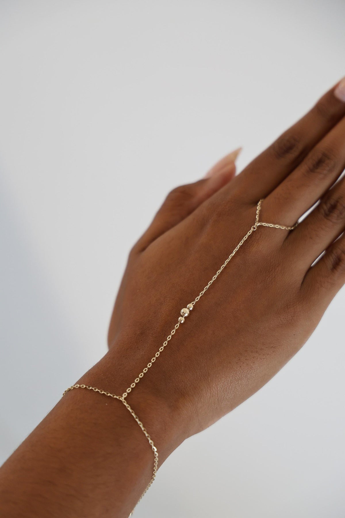 "Three Bead" Hand Chain - 14k Yellow Gold