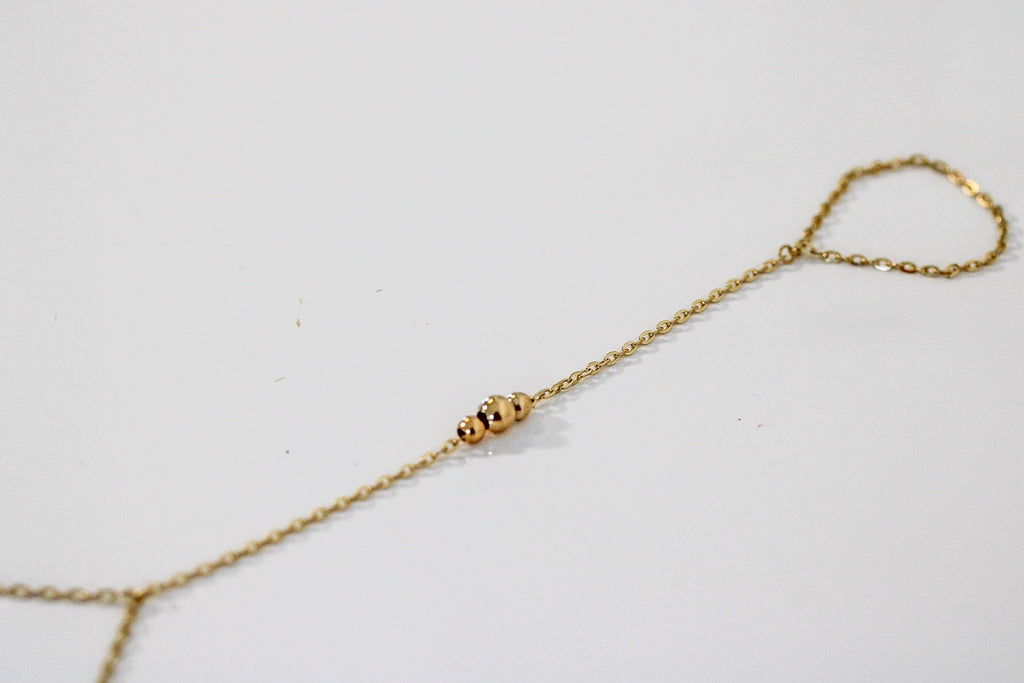 "Three Bead" Hand Chain - 14k Yellow Gold