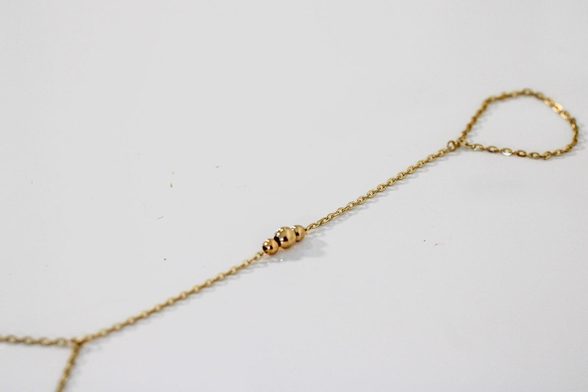 "Three Bead" Hand Chain - 14k Yellow Gold