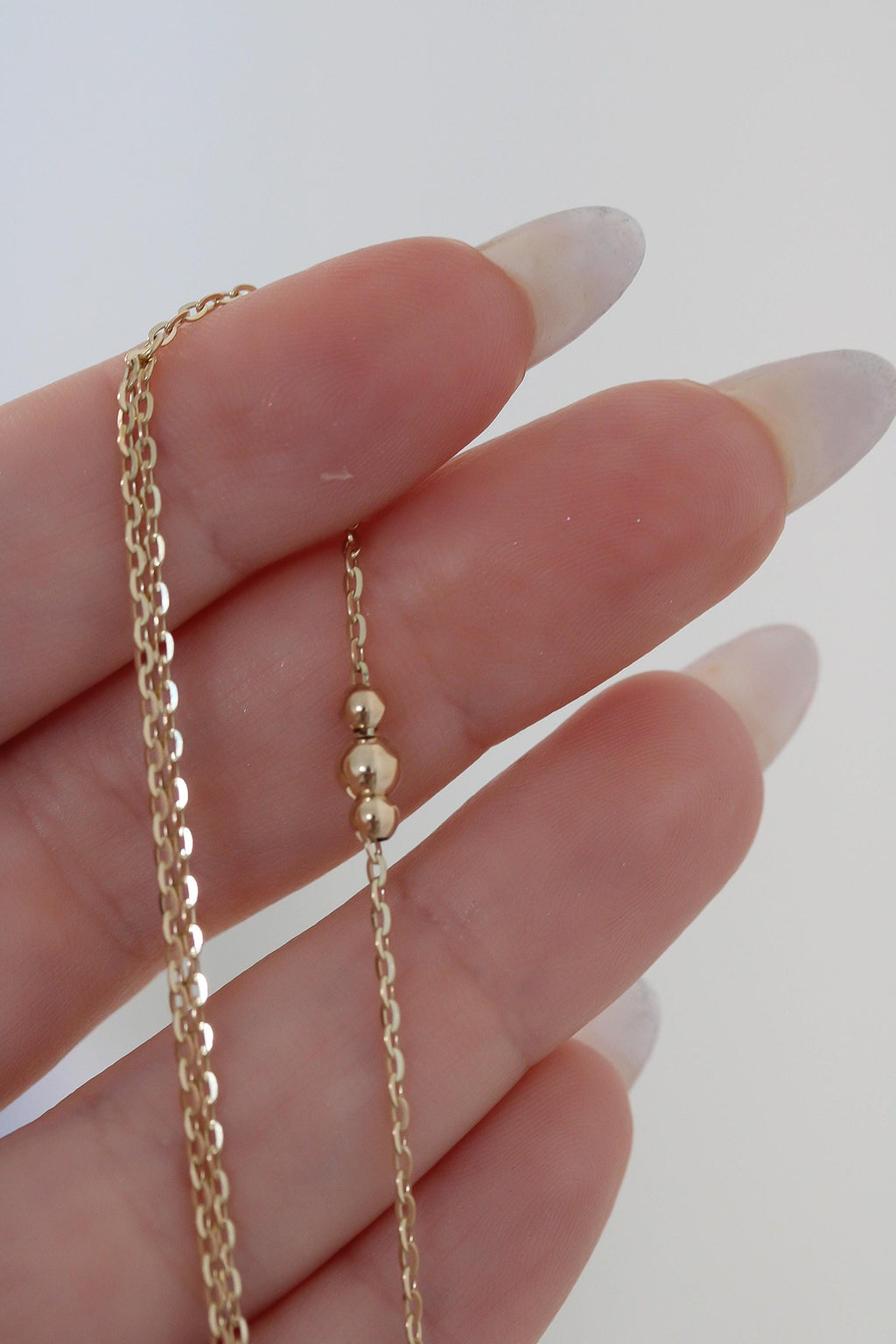"Three Bead" Hand Chain - 14k Yellow Gold