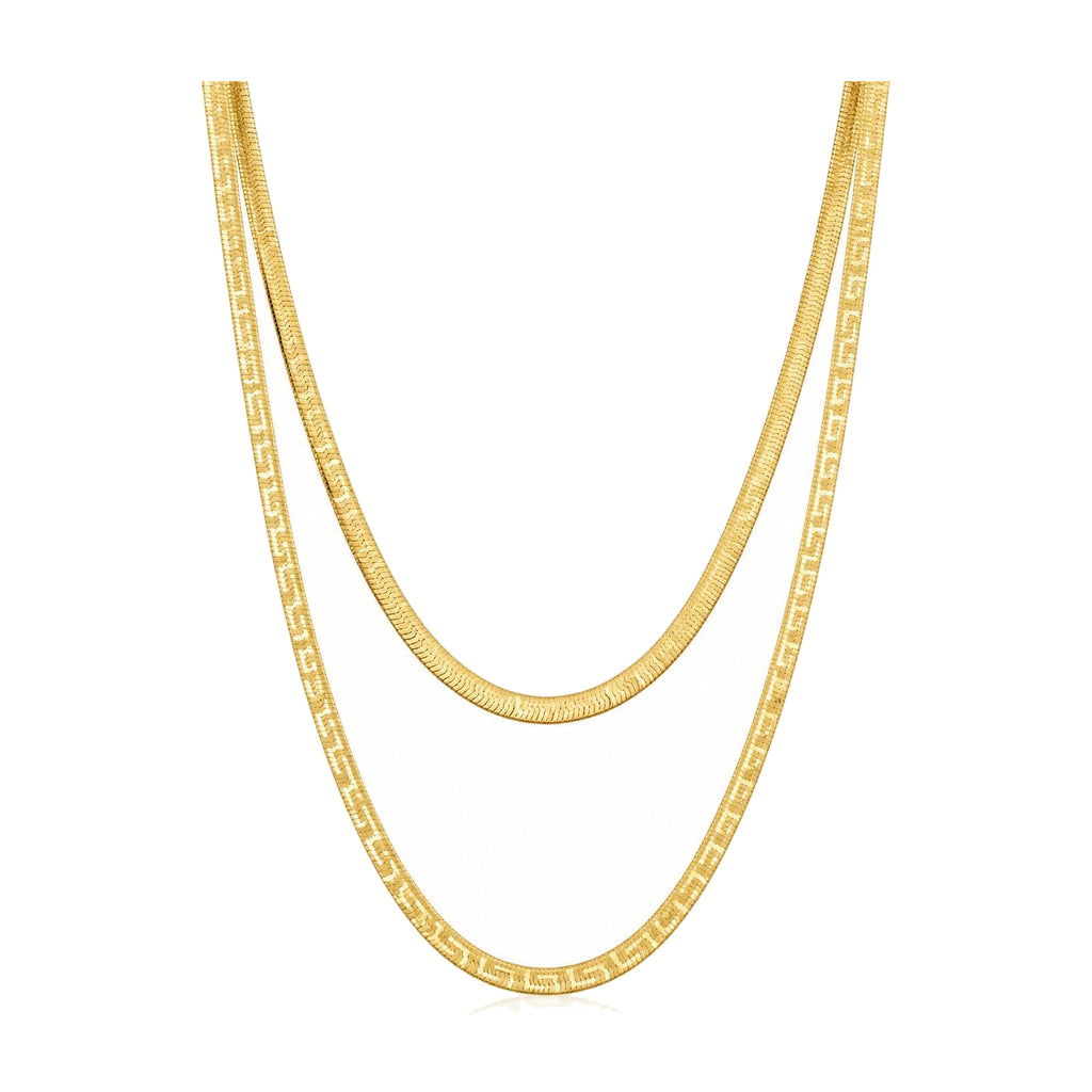 "Greek Herringbone" Chain Necklace - 10k Gold