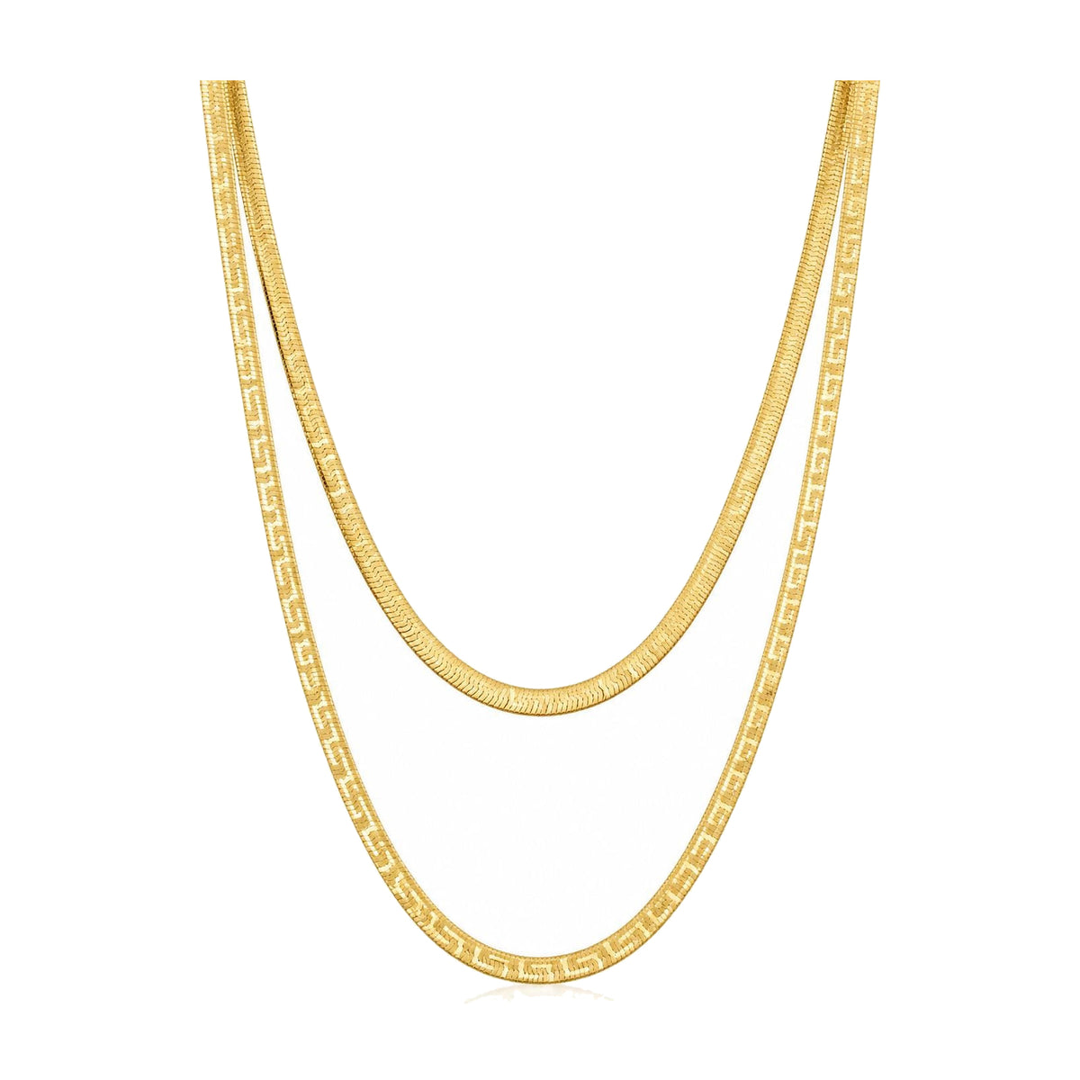 "Greek Herringbone" Chain Necklace - 10k Gold